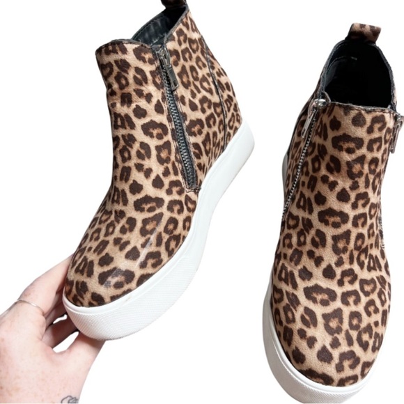 Soda Women's Leopard Platform Zip Down Ankle Boot Sneaker Casual Streetwear Shoe - Picture 3 of 16